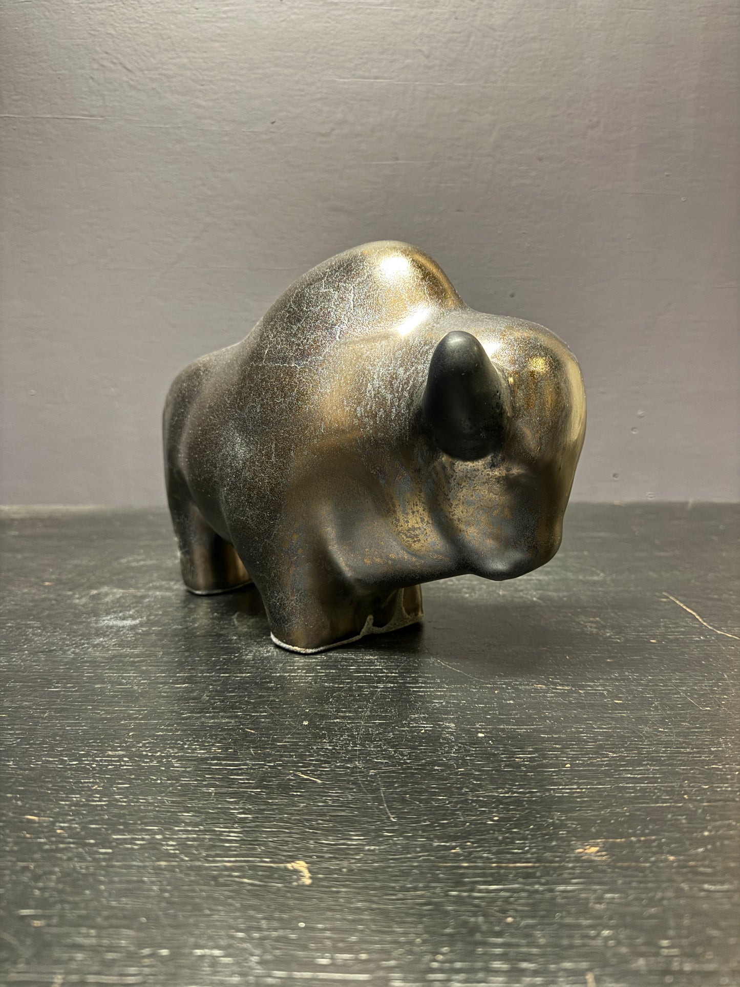 Otto Keramik Large Ceramic Bison West German Pottery Fat Lava