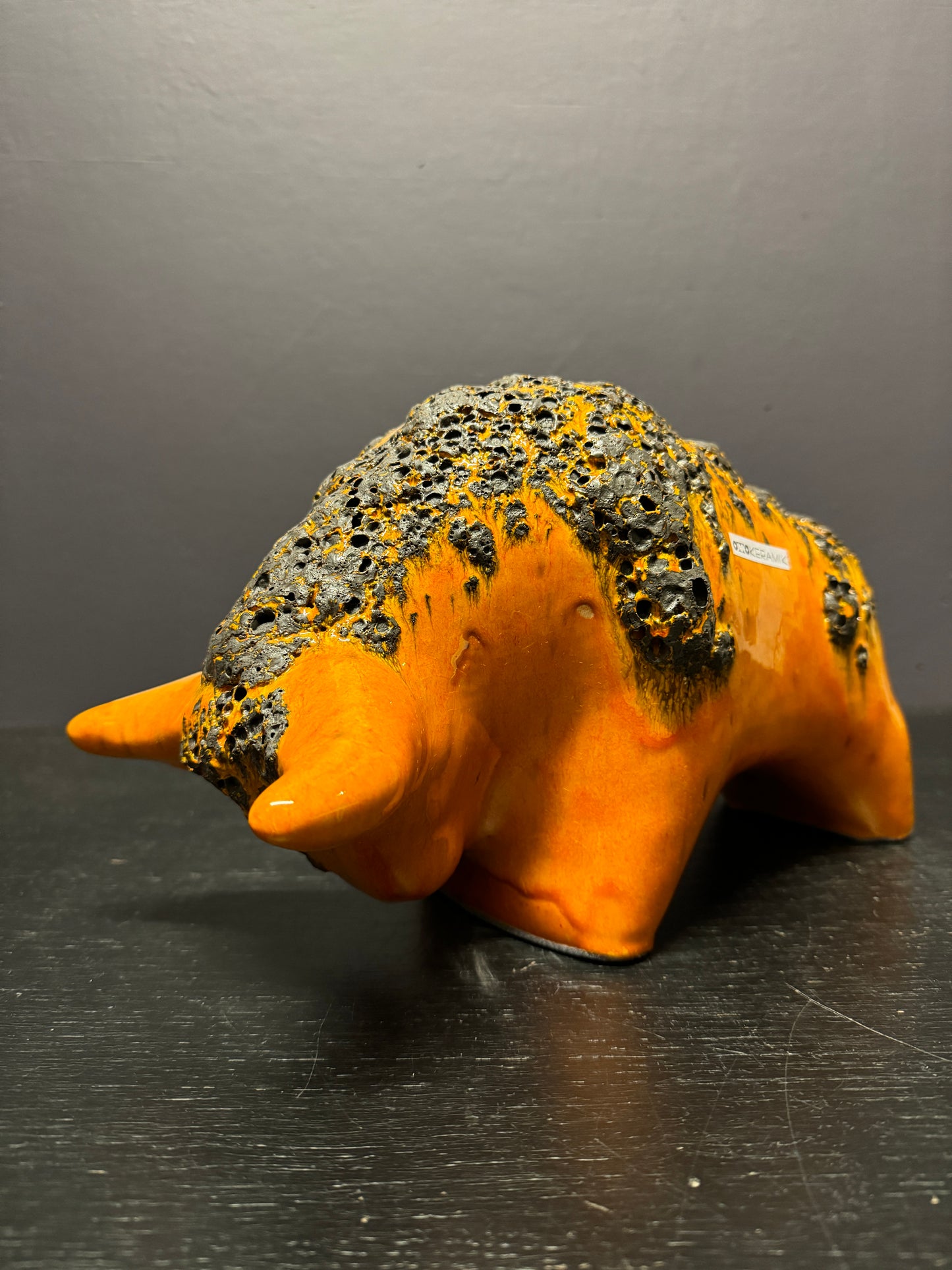 Otto Keramik Large Ceramic Bull West German Pottery Fat Lava
