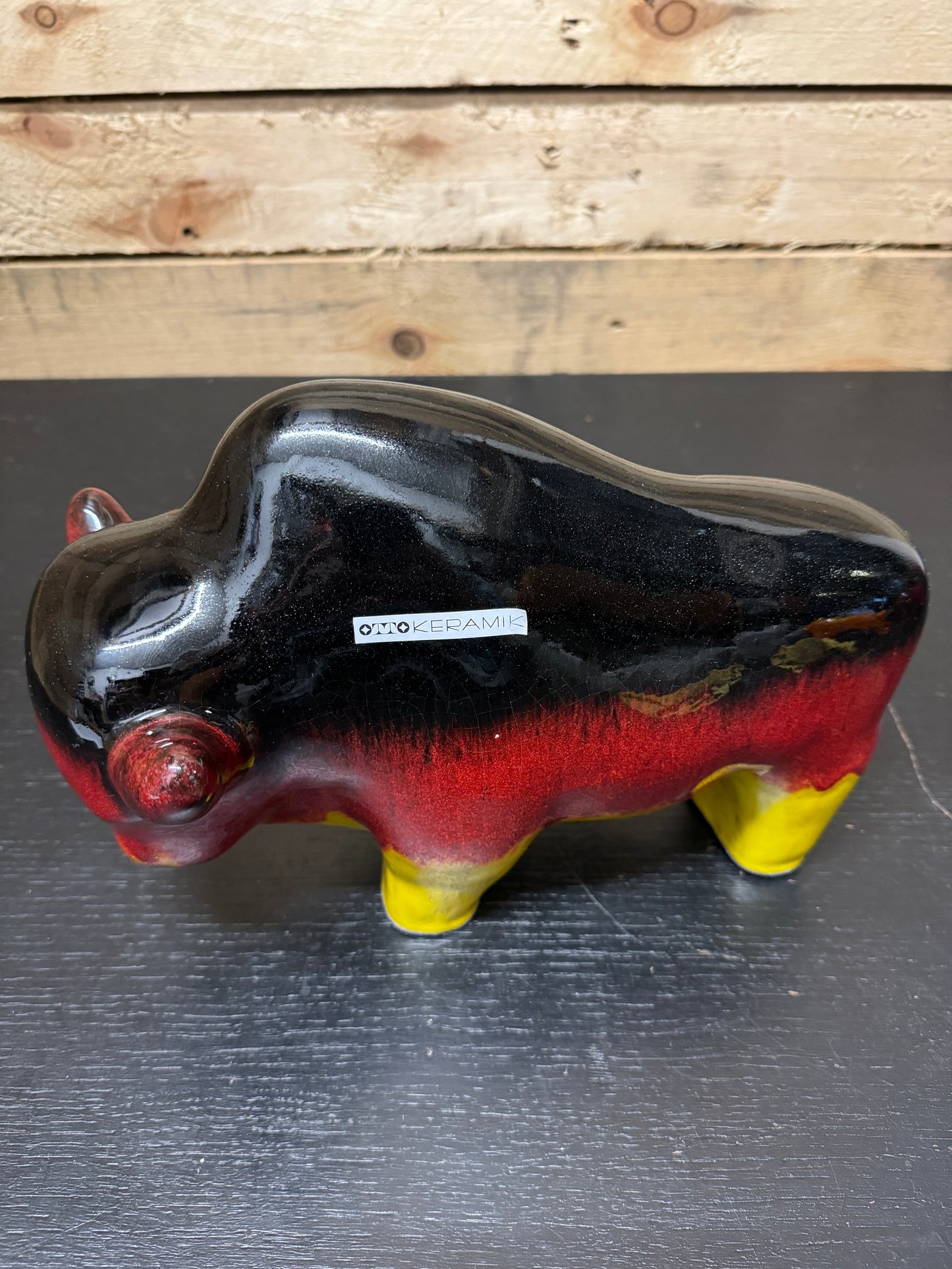 Otto Keramik Large Ceramic Bison West German Pottery Fat Lava