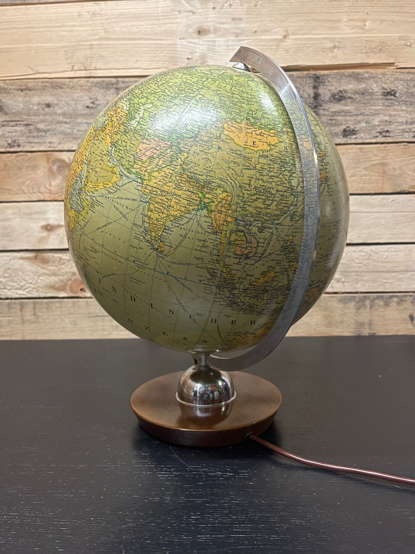 Vintage 1960s German Glass Globe Lamp By JRO Globus Munchen