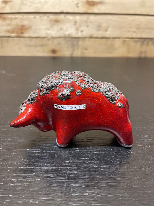 Otto Keramik Small Ceramic Bull West German Pottery Fat Lava