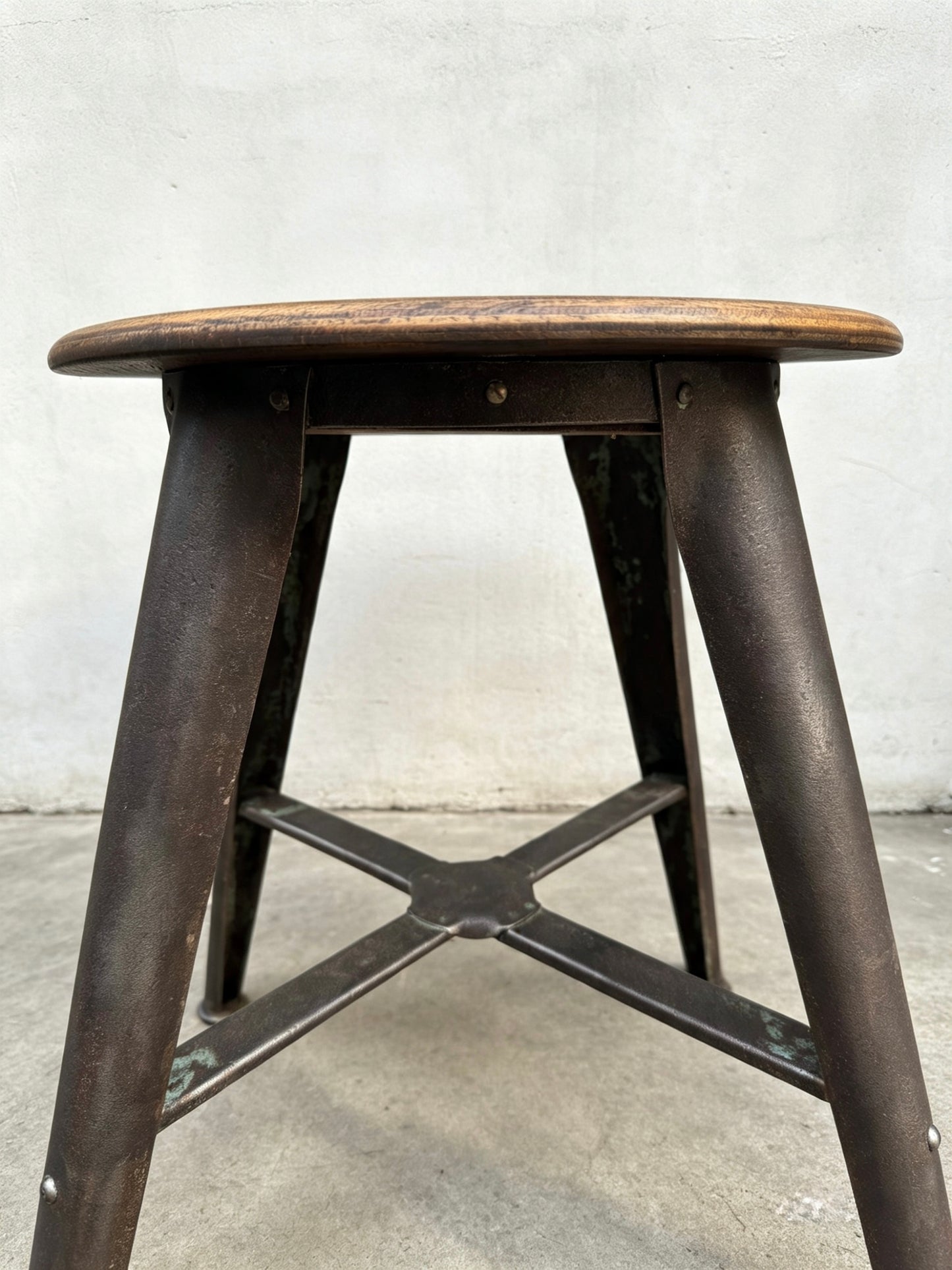 Rare 4 Leg Industrial Work Stool By Ama 1930s