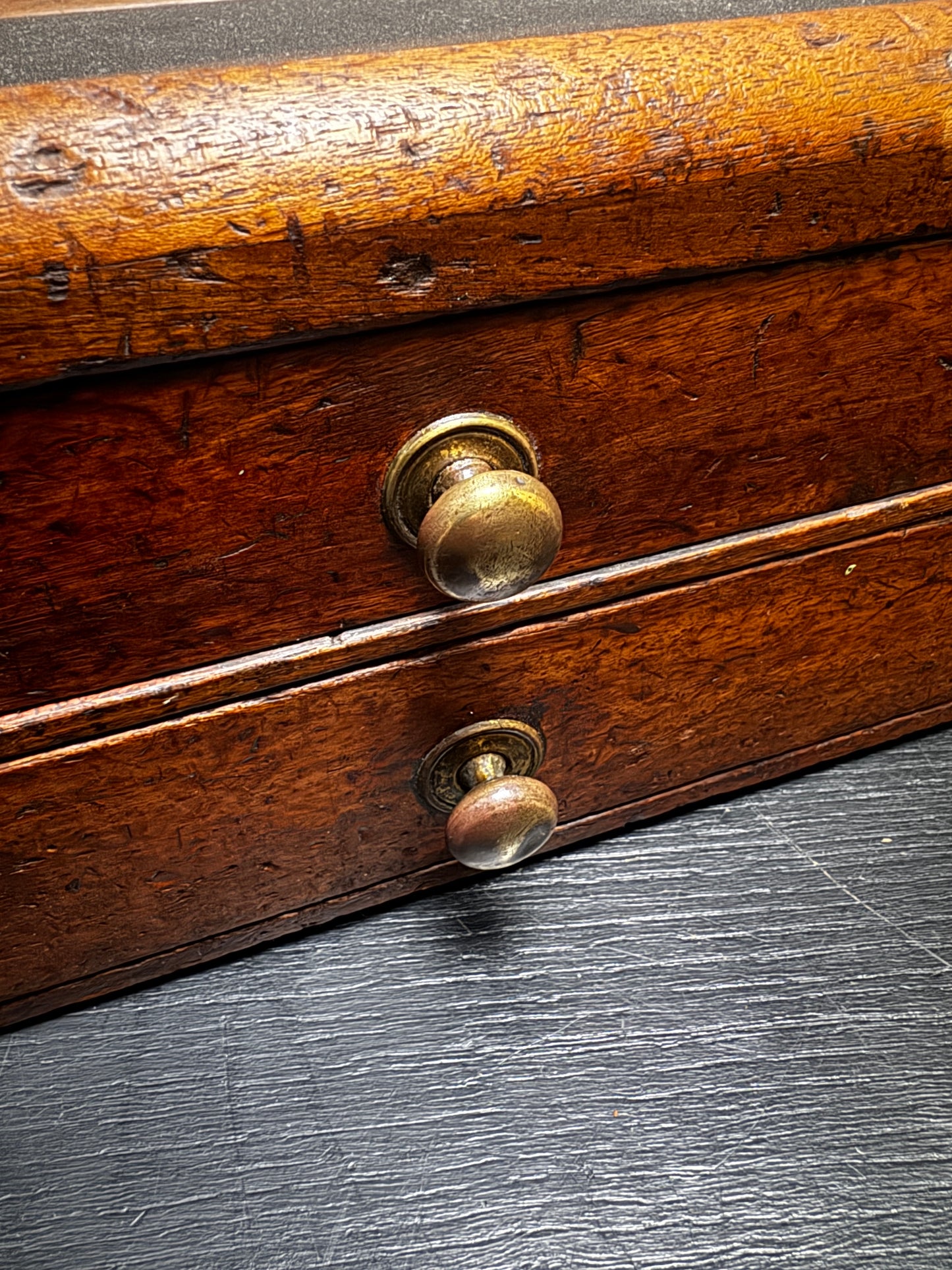 Early 1900s Table Top Oak Drawers Display Cabinet