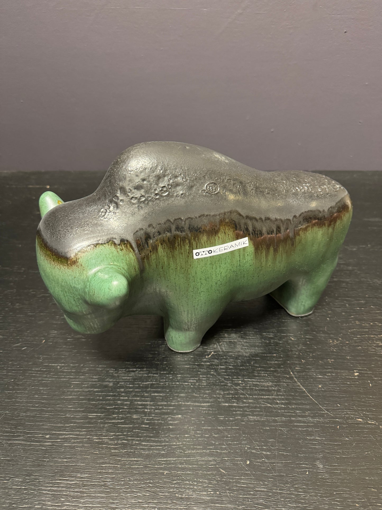 Otto Keramik Large Ceramic Bison West German Pottery Fat Lava