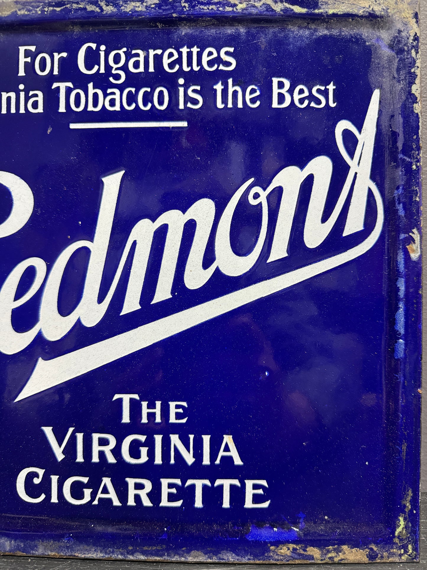 Early 1900s Double Sided Enamel Piedmont Cigarette Advertising