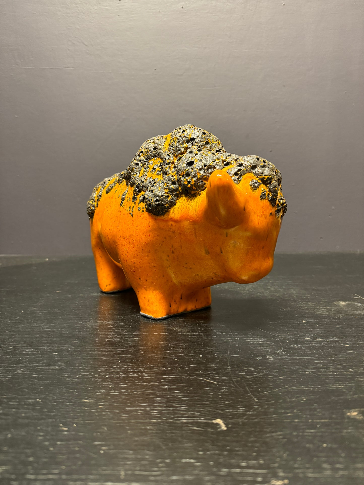 Otto Keramik Large Ceramic Bison West German Pottery Fat Lava