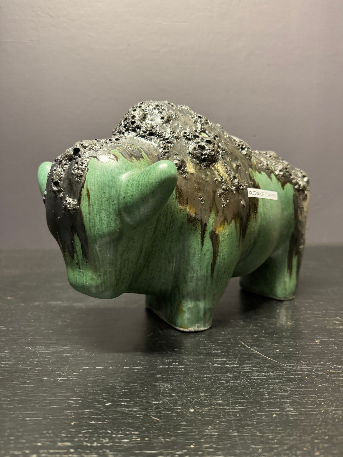 Otto Keramik Large Ceramic Bison West German Pottery Fat Lava