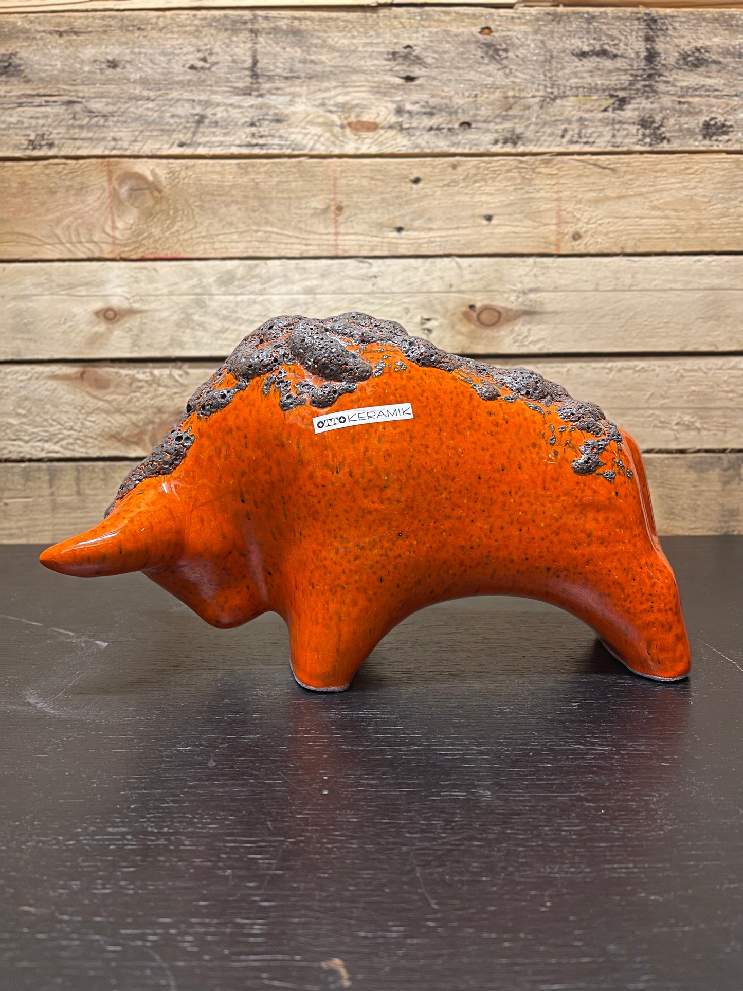 Otto Keramik Large Ceramic Bull West German Pottery Fat Lava