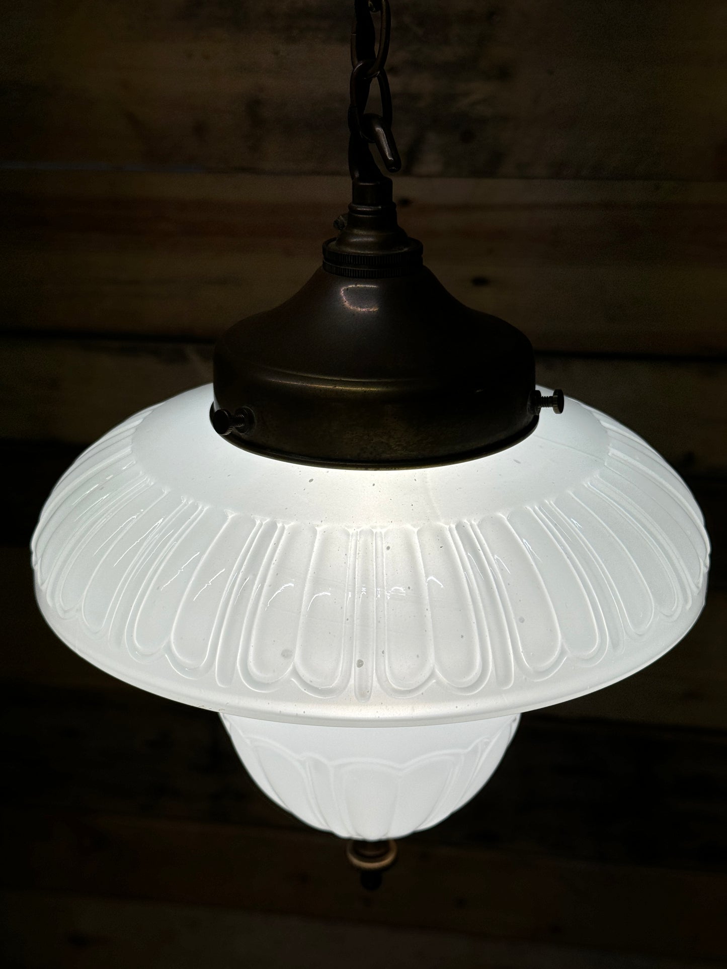 1930s Opaline Pendant Light Bencolite By Benjamin Electrics