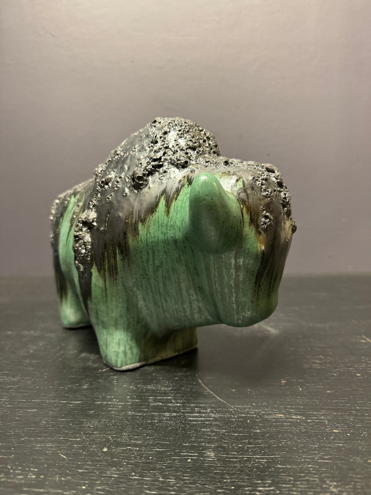 Otto Keramik Large Ceramic Bison West German Pottery Fat Lava