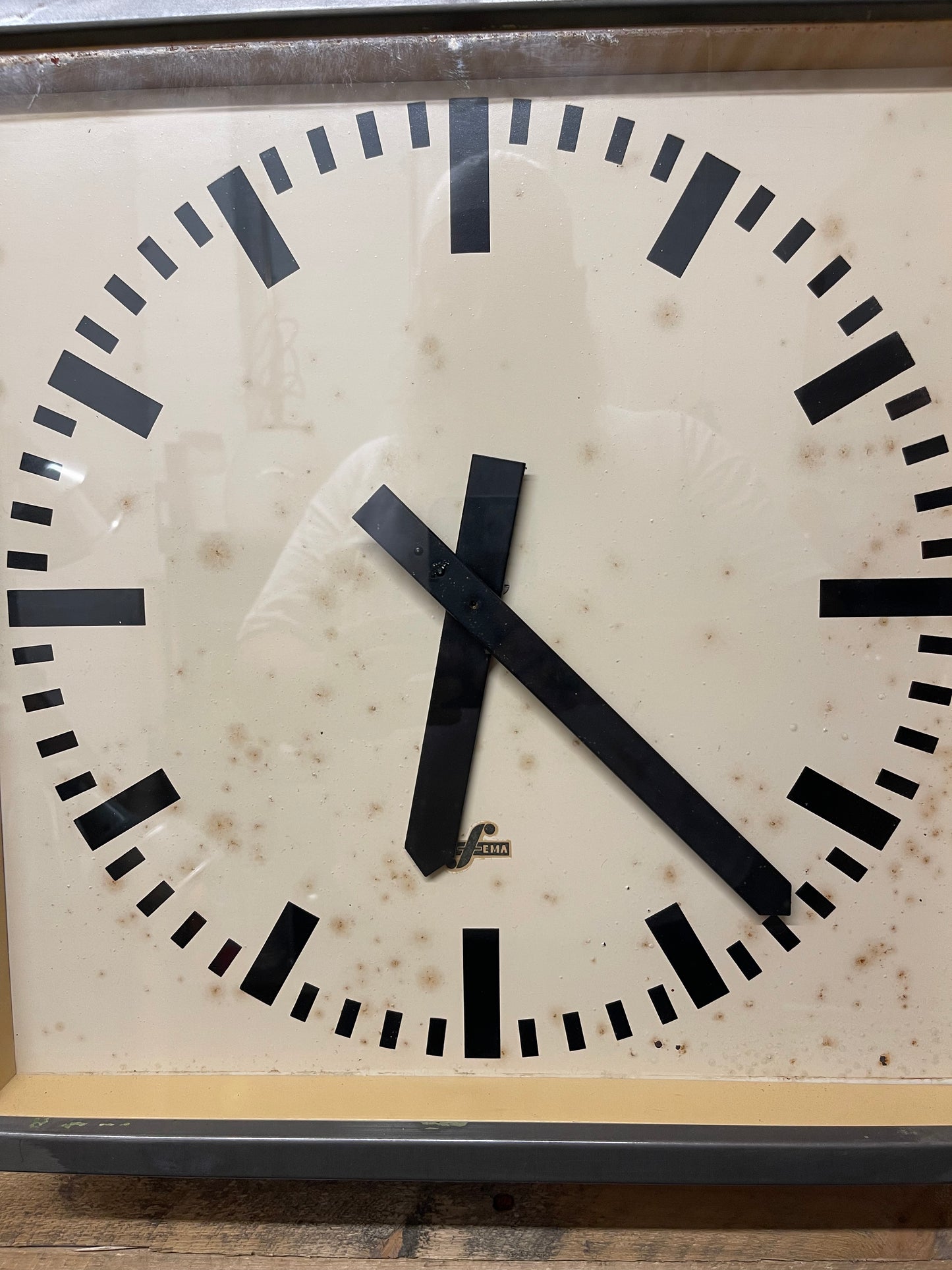 Large 1950's East German Industrial Factory Clocks By Elfema