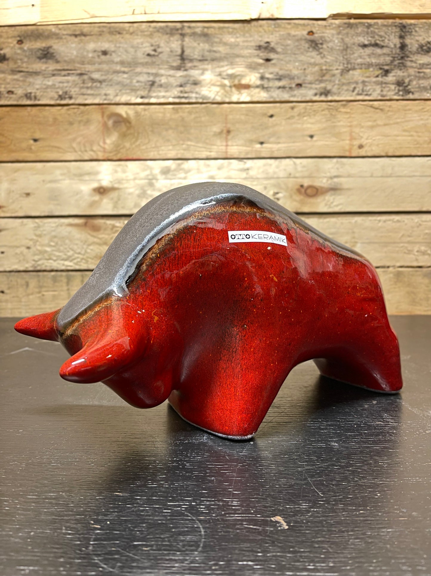 Otto Keramik Large Ceramic Bull West German Pottery Fat Lava