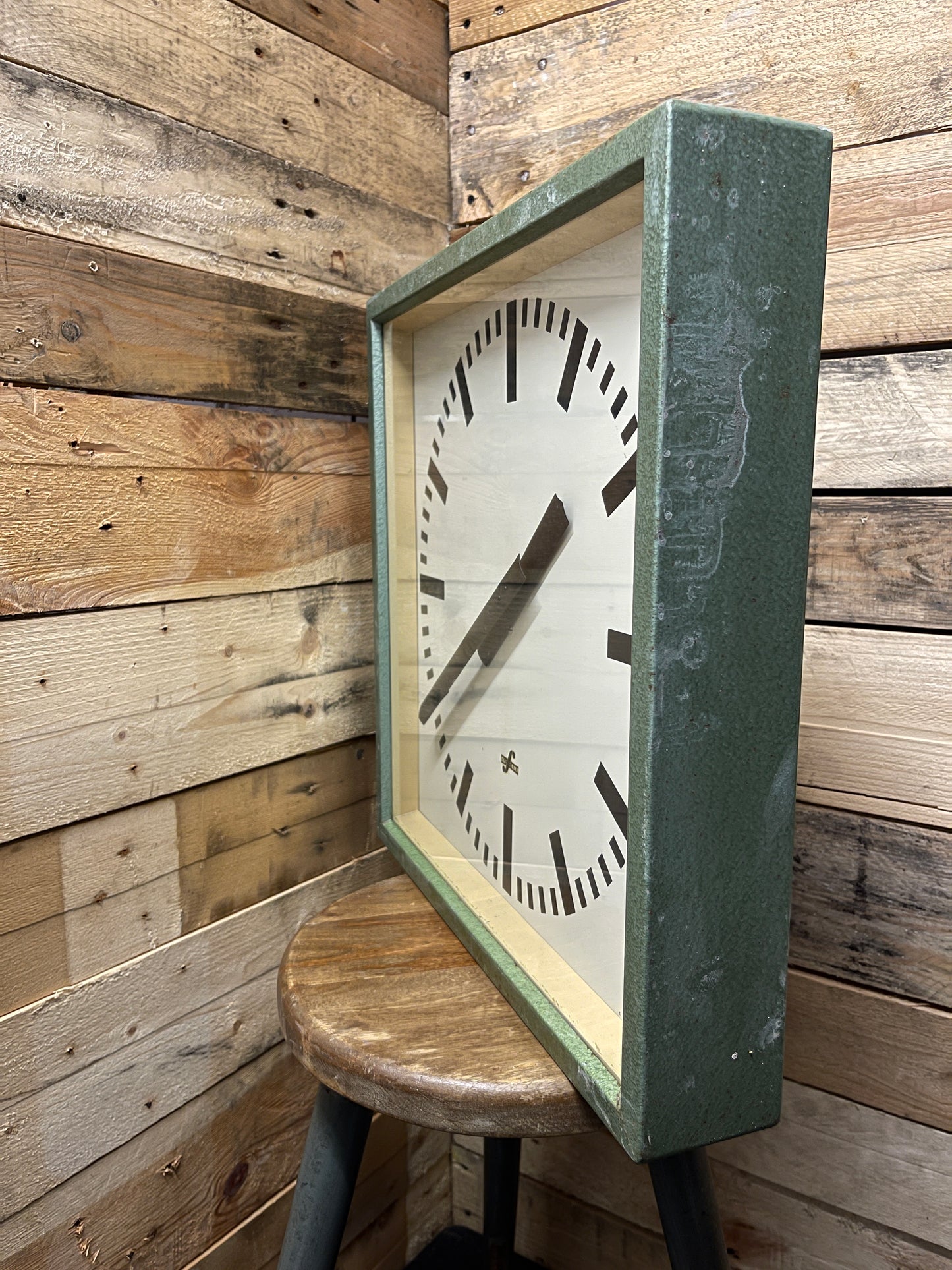 Large 1950's East German Industrial Factory Clocks By Elfema