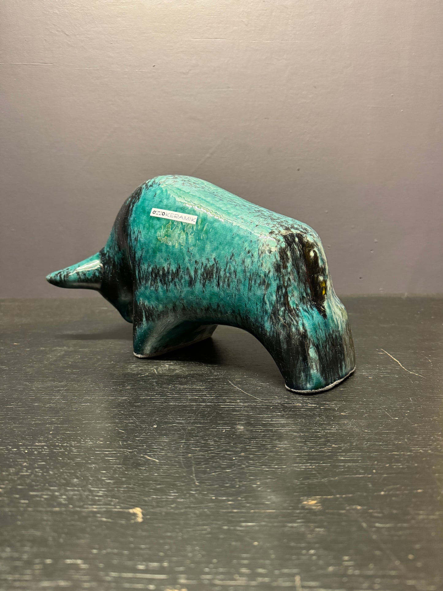 Otto Keramik Large Ceramic Bull West German Pottery Fat Lava