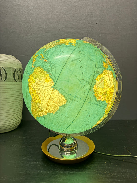 Vintage 1970s German Glass Globe Lamp By JRO Globus Munchen