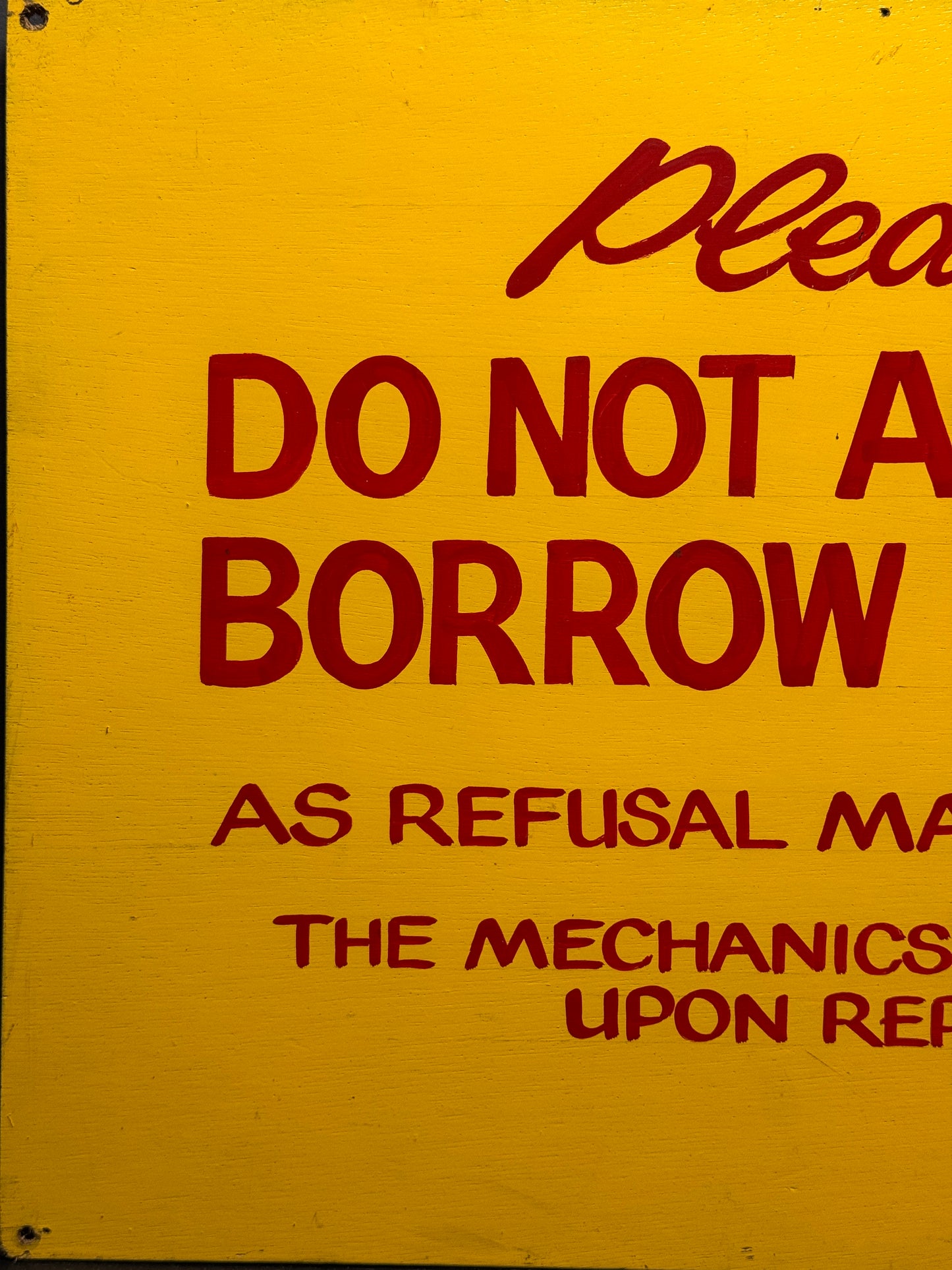 1950s Hand Painted Workshop Sign