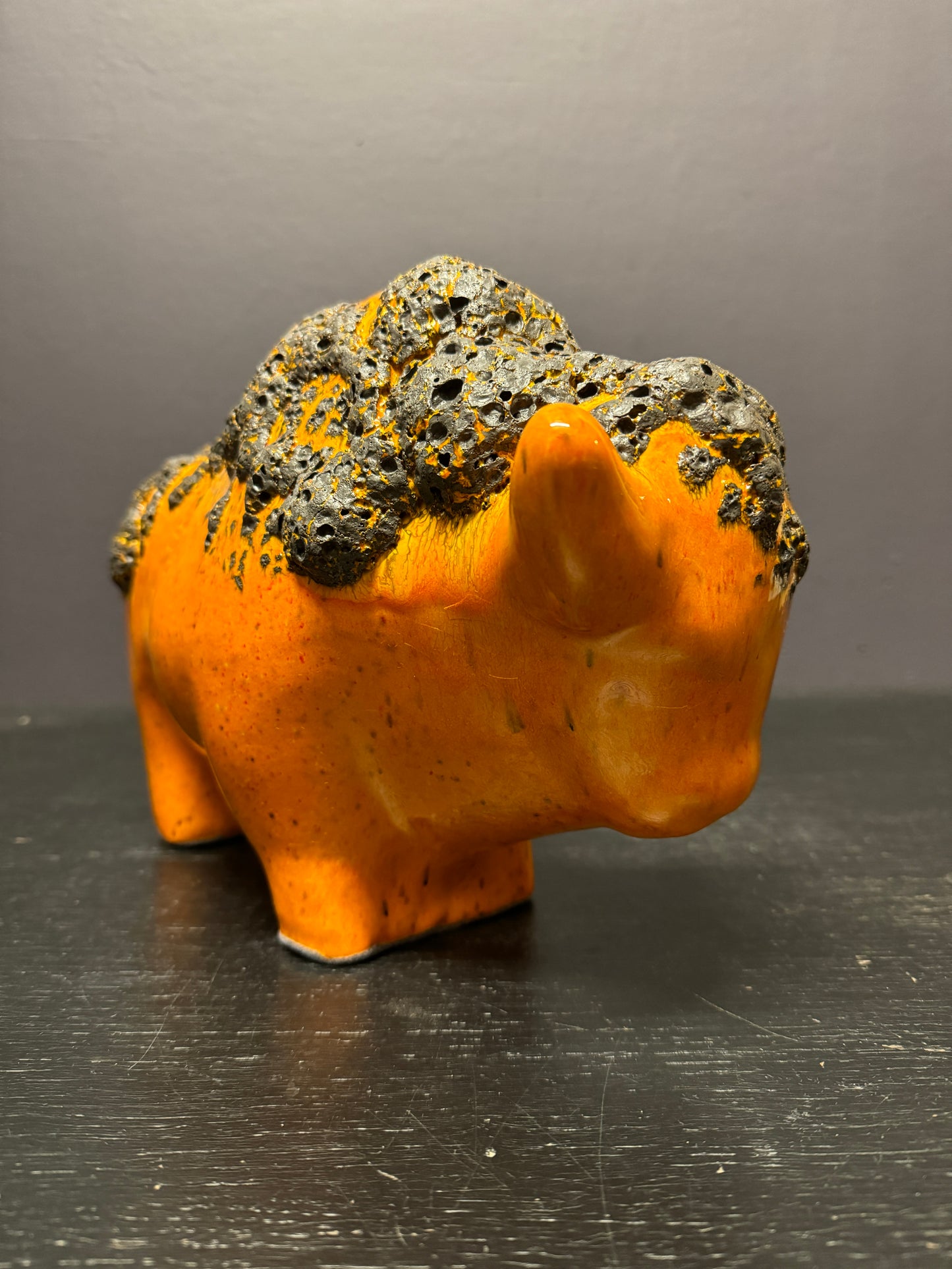 Otto Keramik Large Ceramic Bison West German Pottery Fat Lava