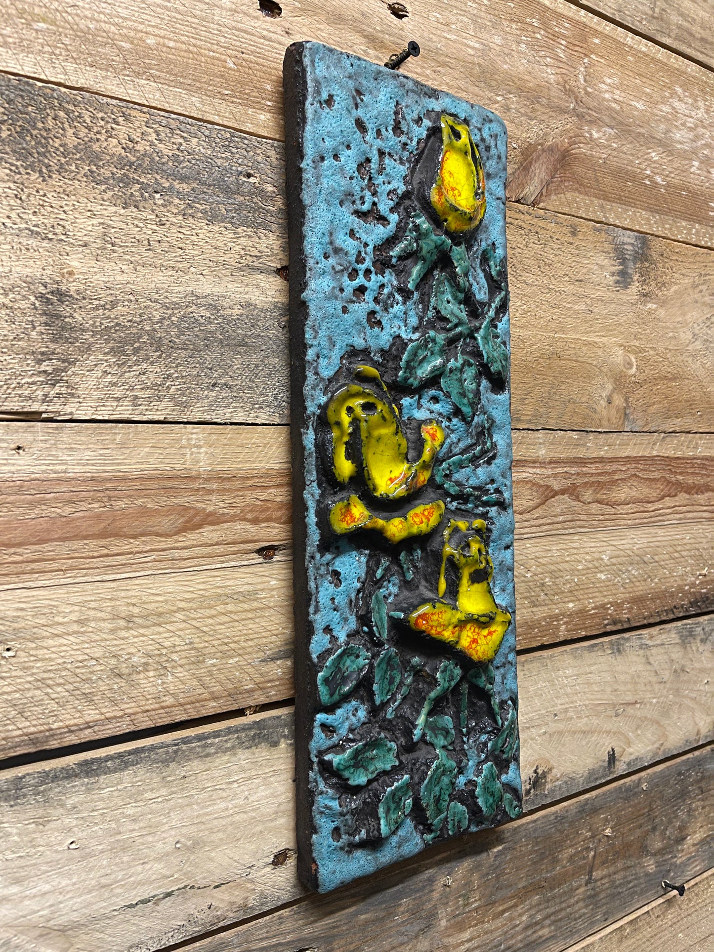 1960s West German Pottery Fat Lava Wall Tile By Ruscha Art