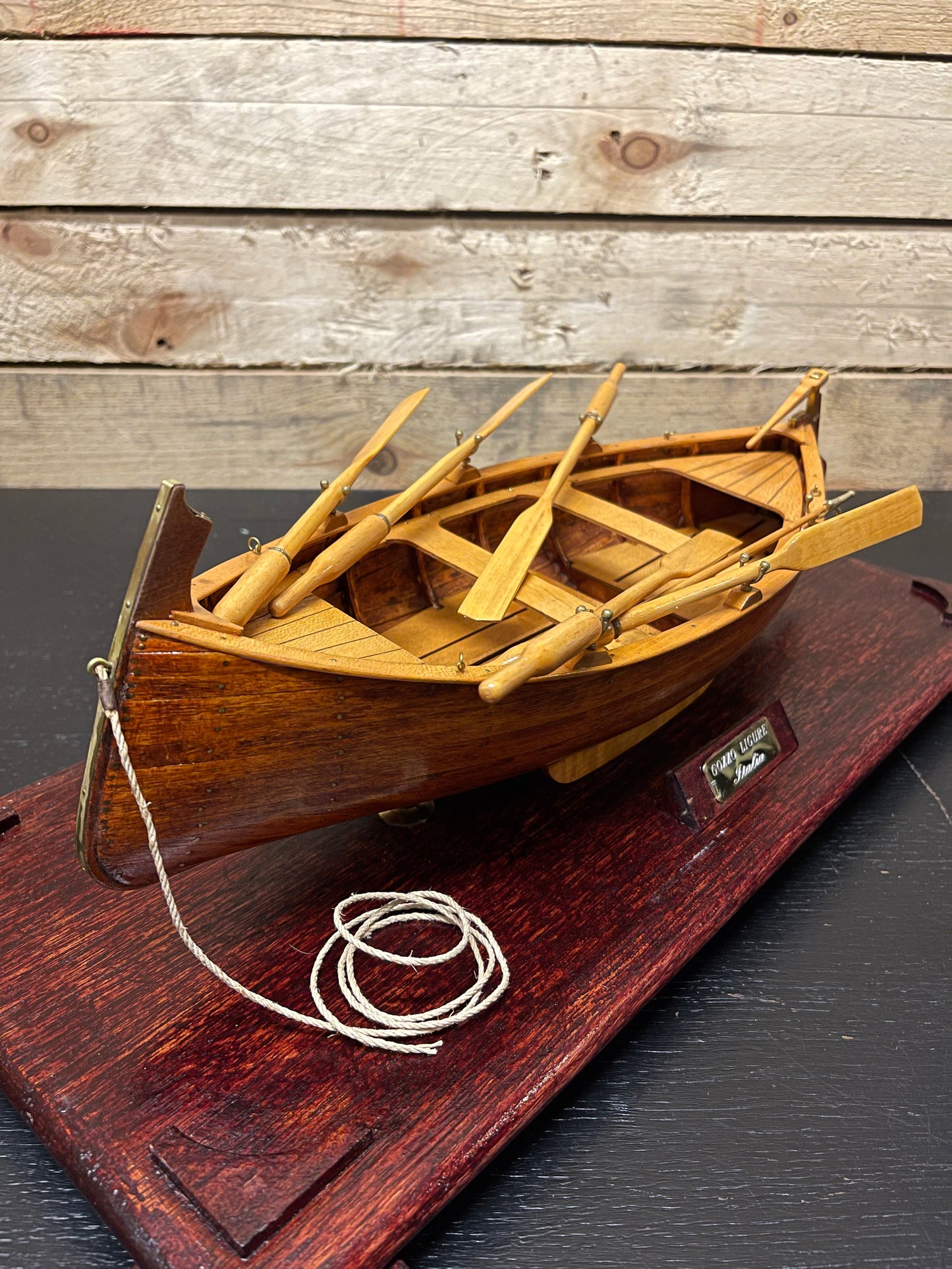 Scratch Built Classic Italian Gozzo Ligure Wooden Rowing Boat Circa 1970