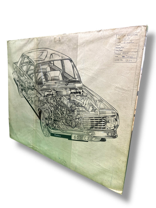 Vauxhall Victor Pen & Ink Cutaway By Brian Hatton 1965