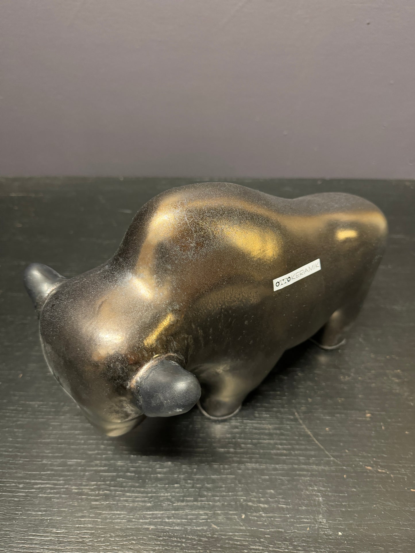 Otto Keramik Large Ceramic Bison West German Pottery Fat Lava