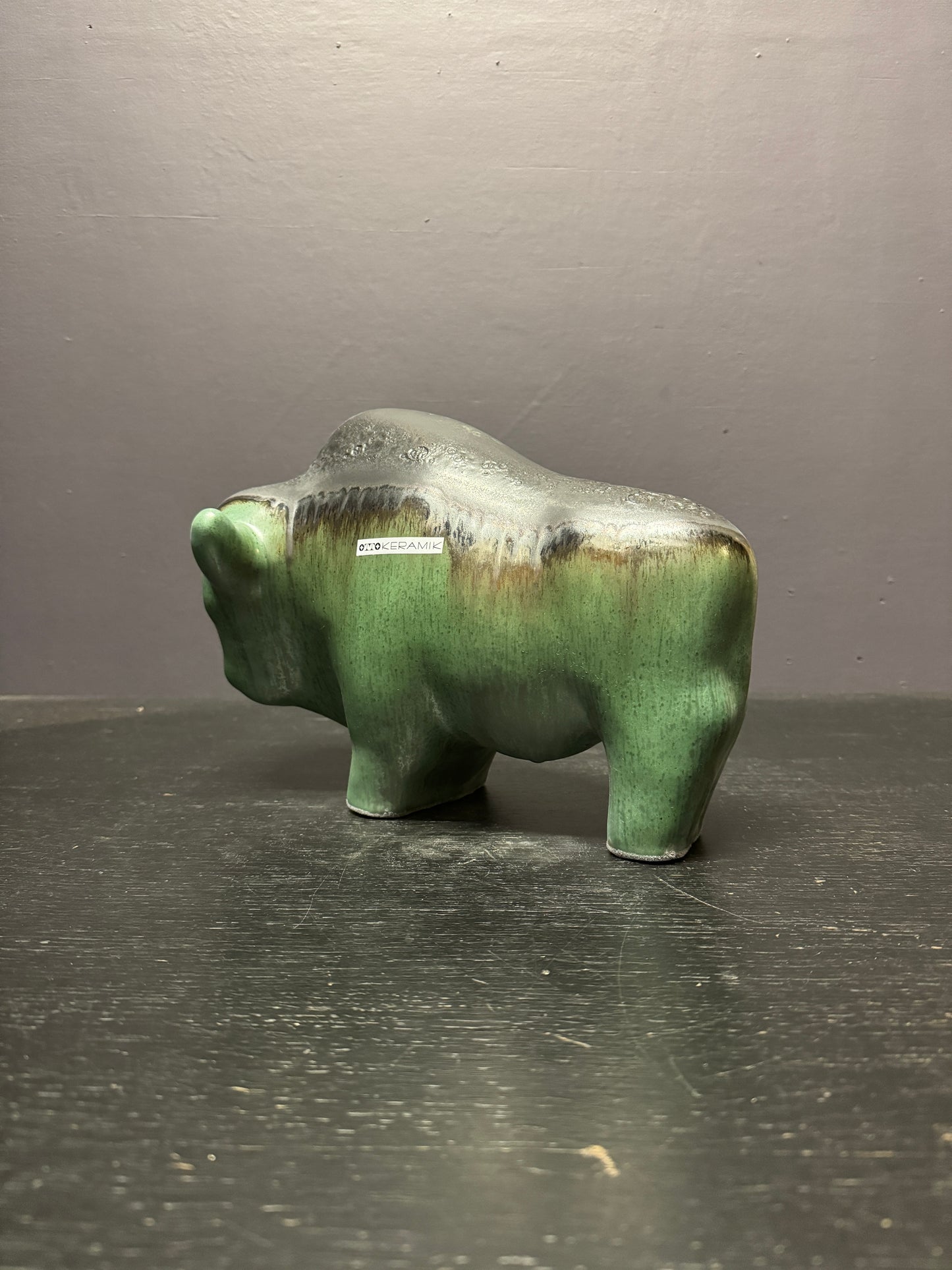 Otto Keramik Large Ceramic Bison West German Pottery Fat Lava