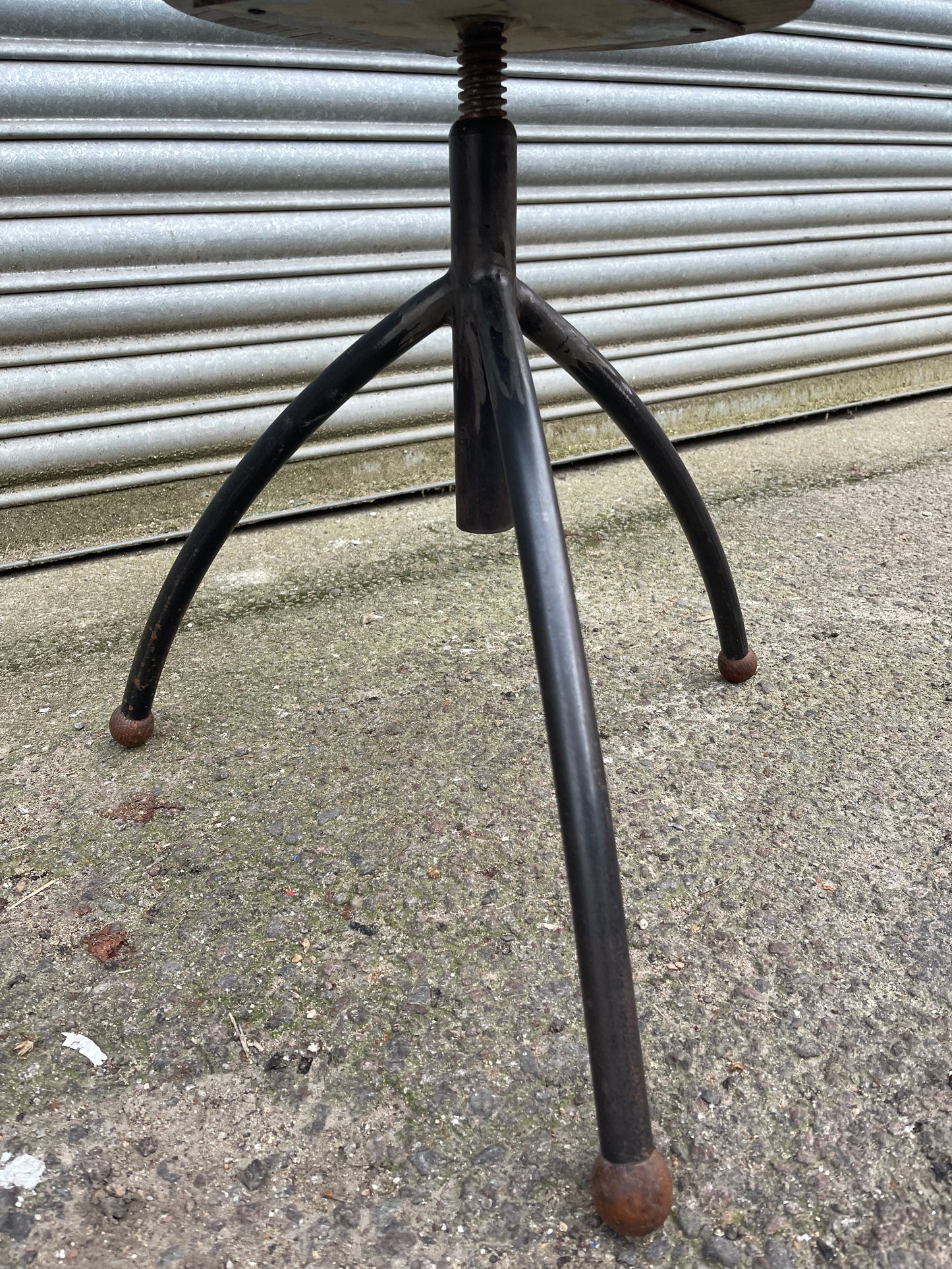 1950s Polish Adjustable Industrial Work Stool