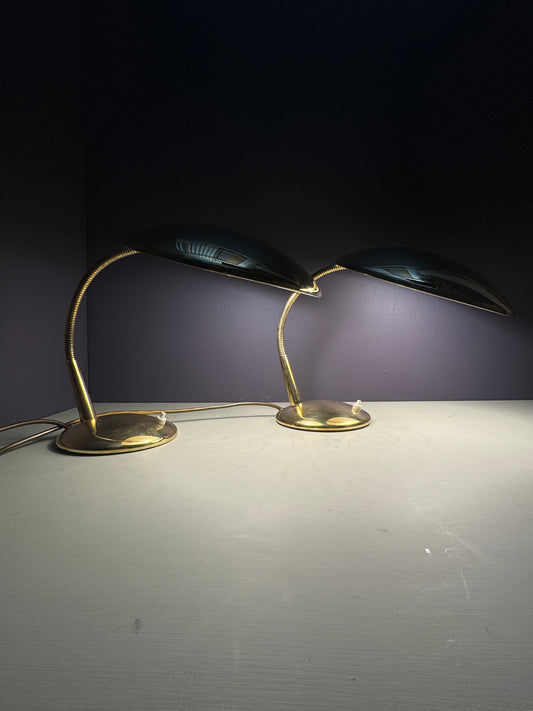 1950s Modernist Brass Goose Neck Table Lamps By Helo Leuchten
