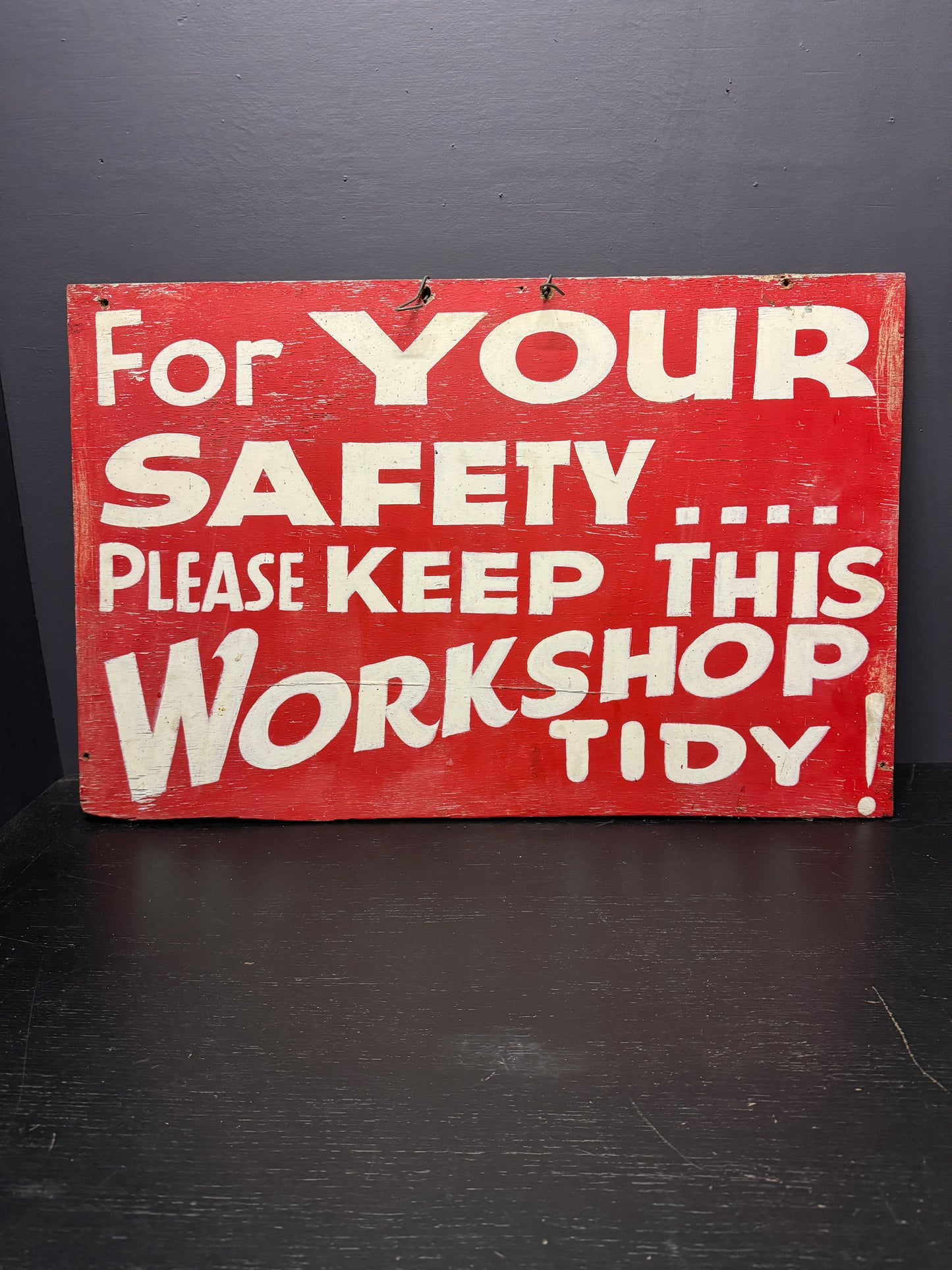 1950s Hand Painted Train Mechanics Wokshop Sign
