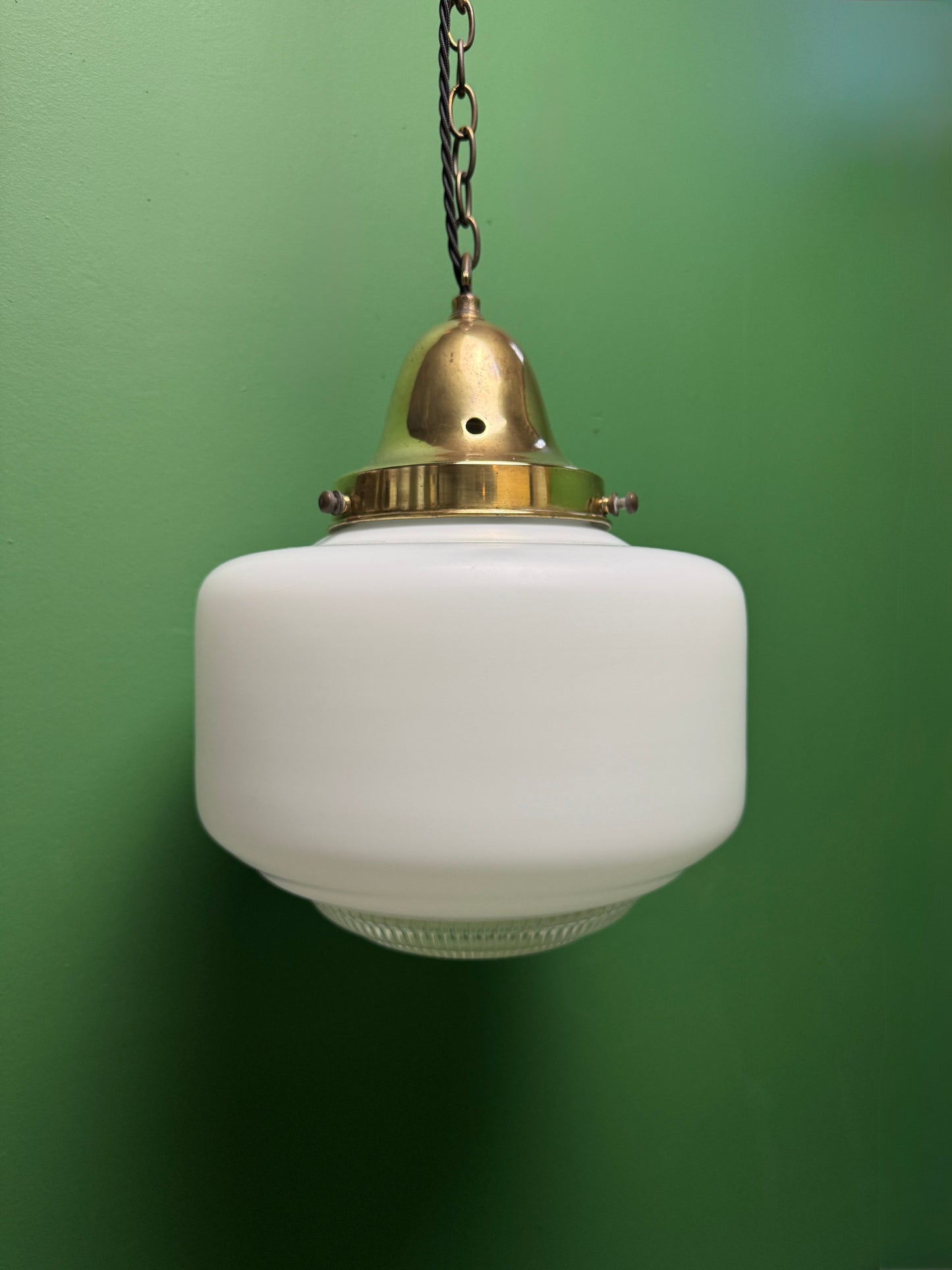 1930s Opaline Pendant Lights With Original Diffusers