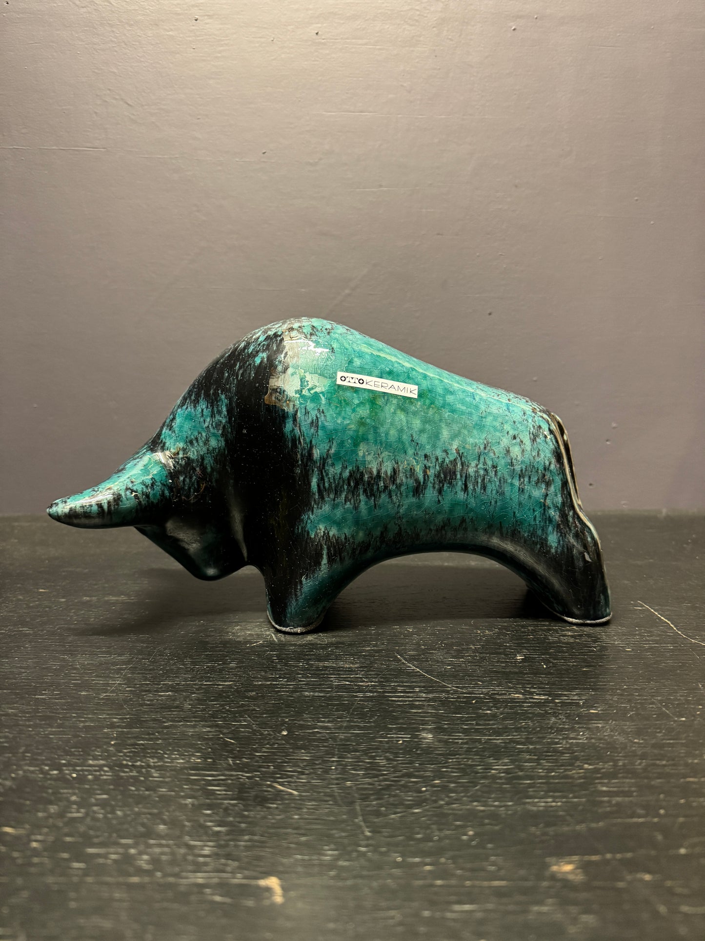 Otto Keramik Large Ceramic Bull West German Pottery Fat Lava