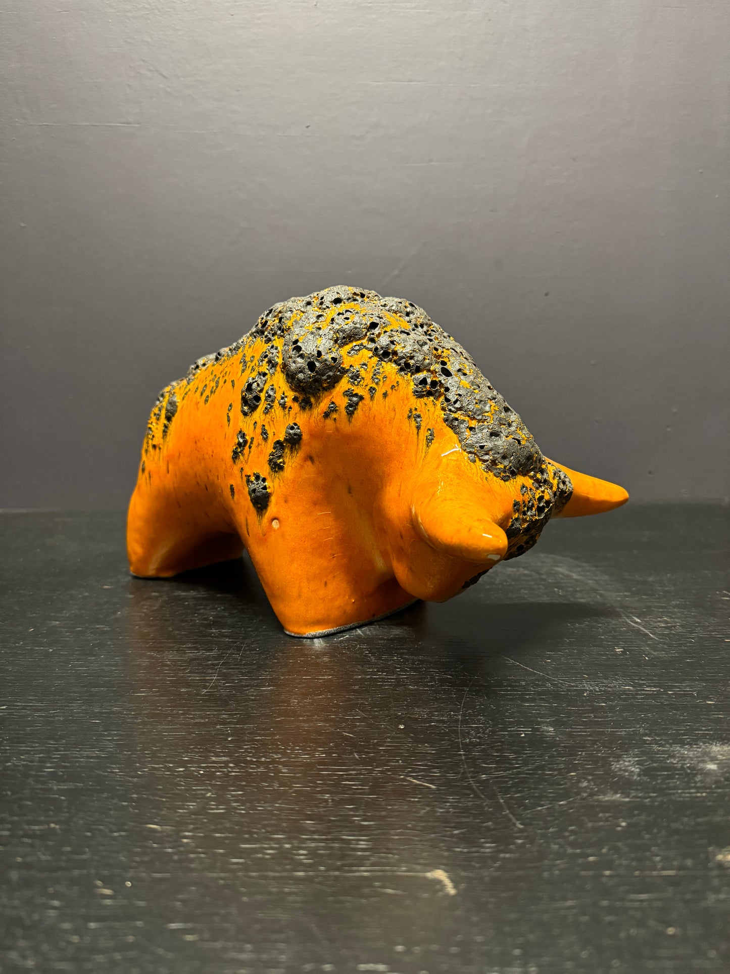 Otto Keramik Large Ceramic Bull West German Pottery Fat Lava