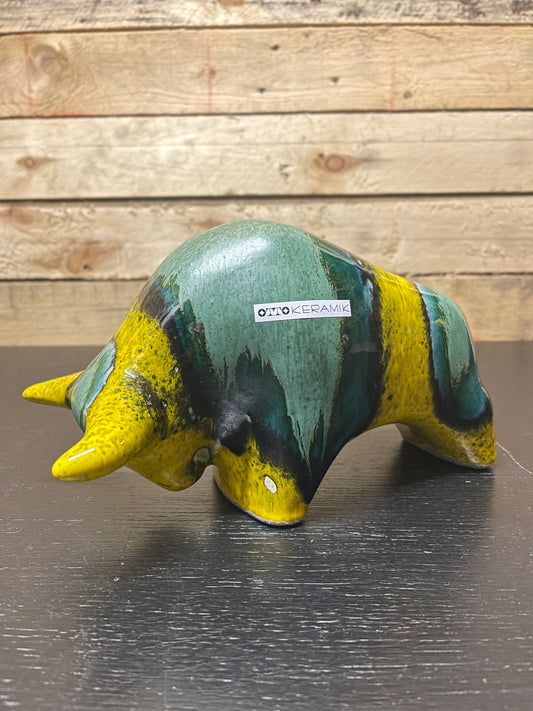 Otto Keramik Medium Ceramic Bull West German Pottery Fat Lava