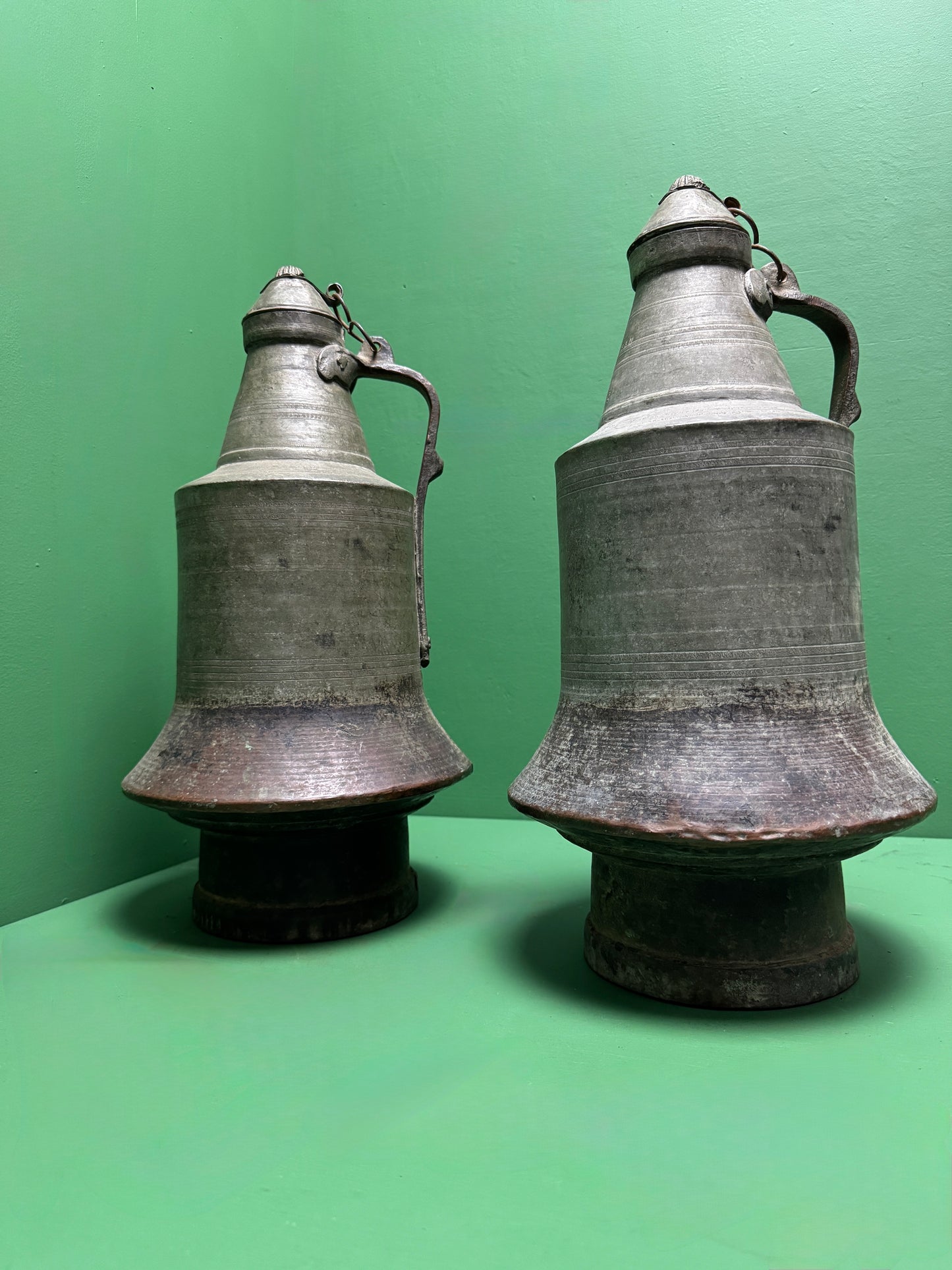 Circa 1930s Turkish Hand Beaten Copper Ablution Jugs