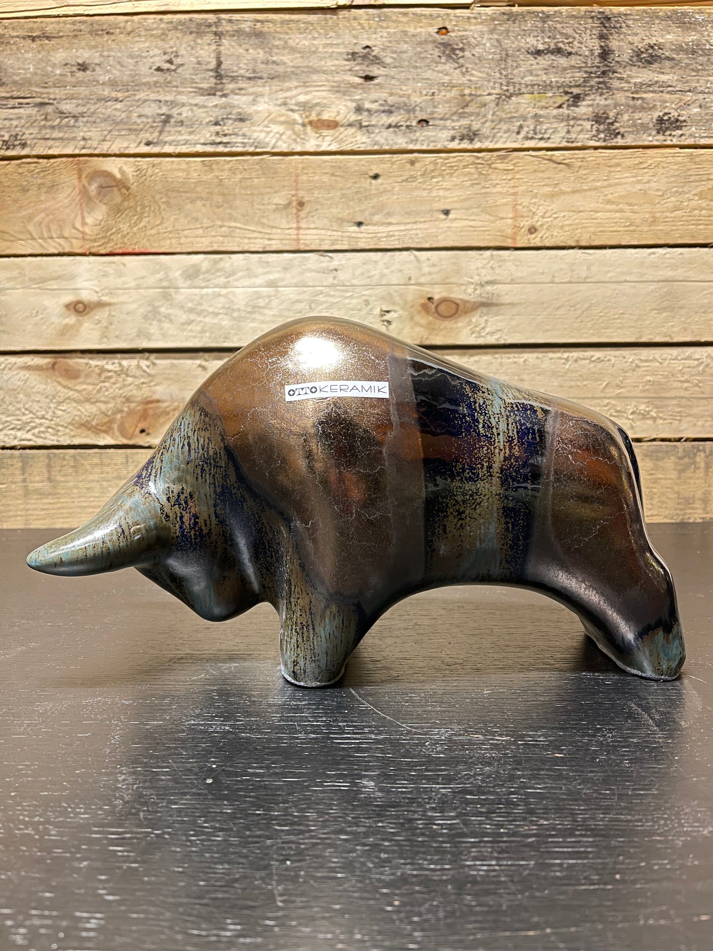 Otto Keramik Large Ceramic Bull West German Pottery Fat Lava