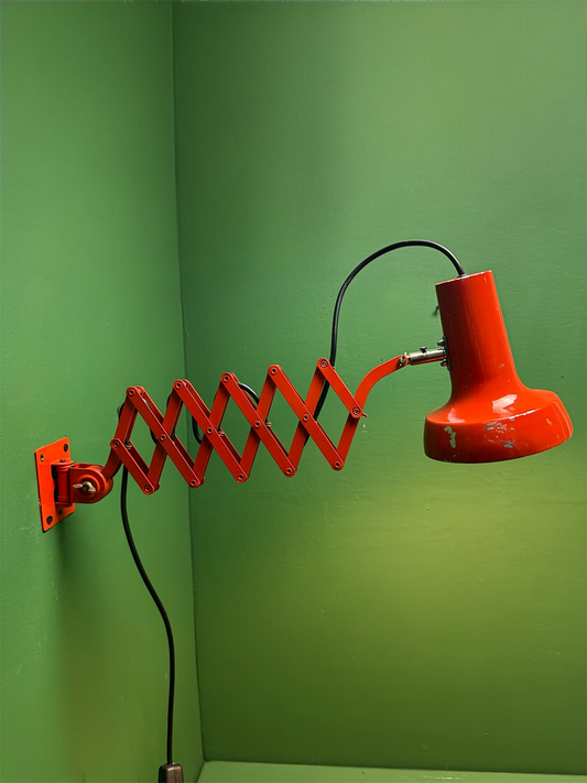 1970s Bright Orange Scissor Lamps By SIS Germany