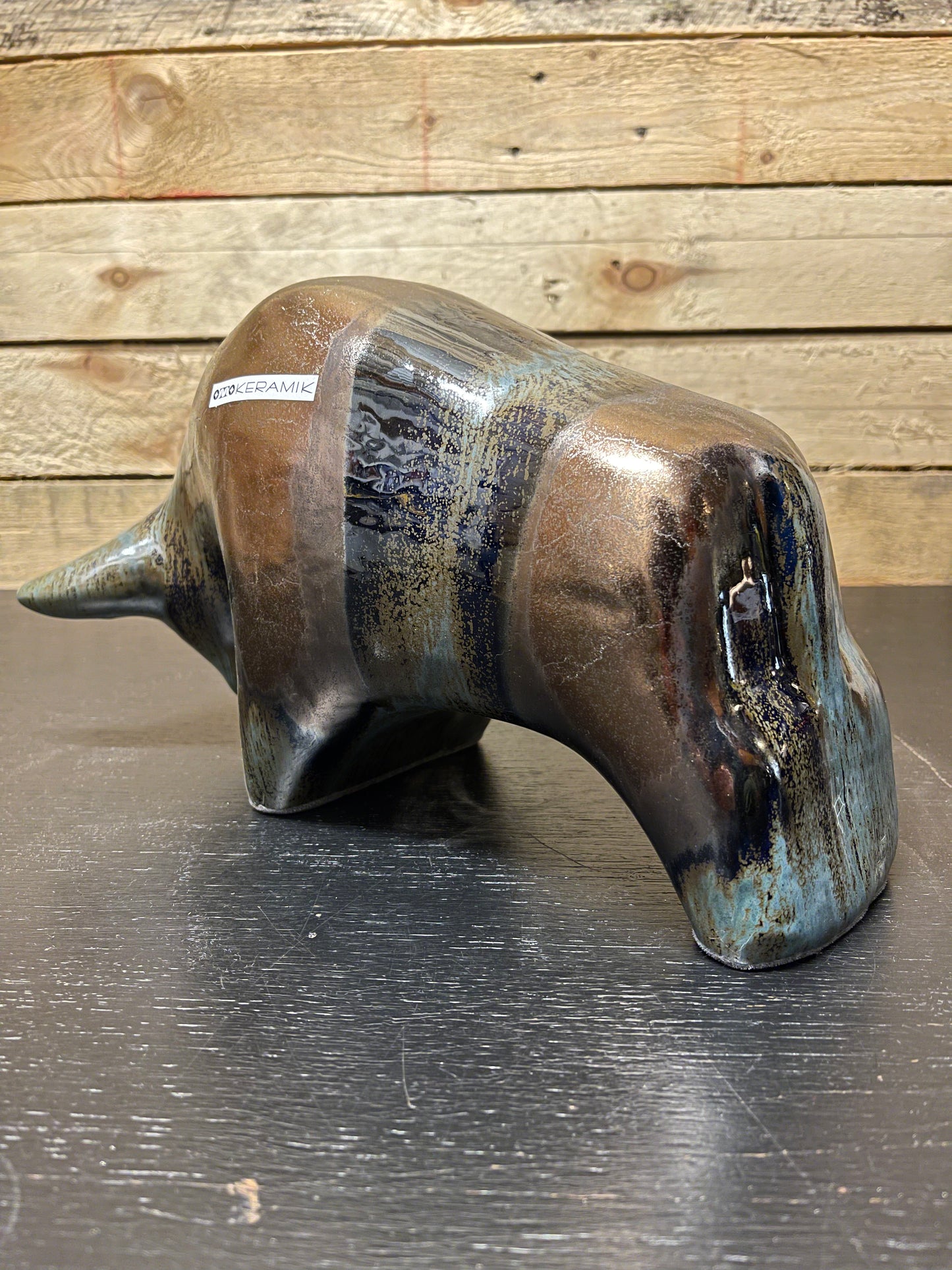 Otto Keramik Large Ceramic Bull West German Pottery Fat Lava