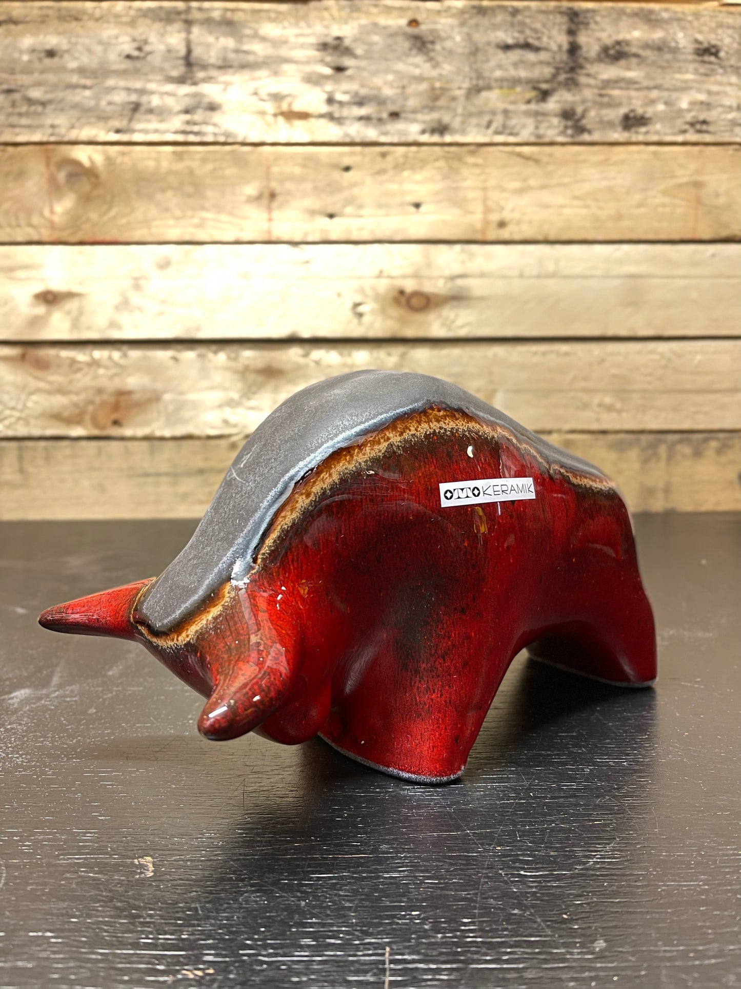 Otto Keramik Medium Ceramic Bull West German Pottery Fat Lava