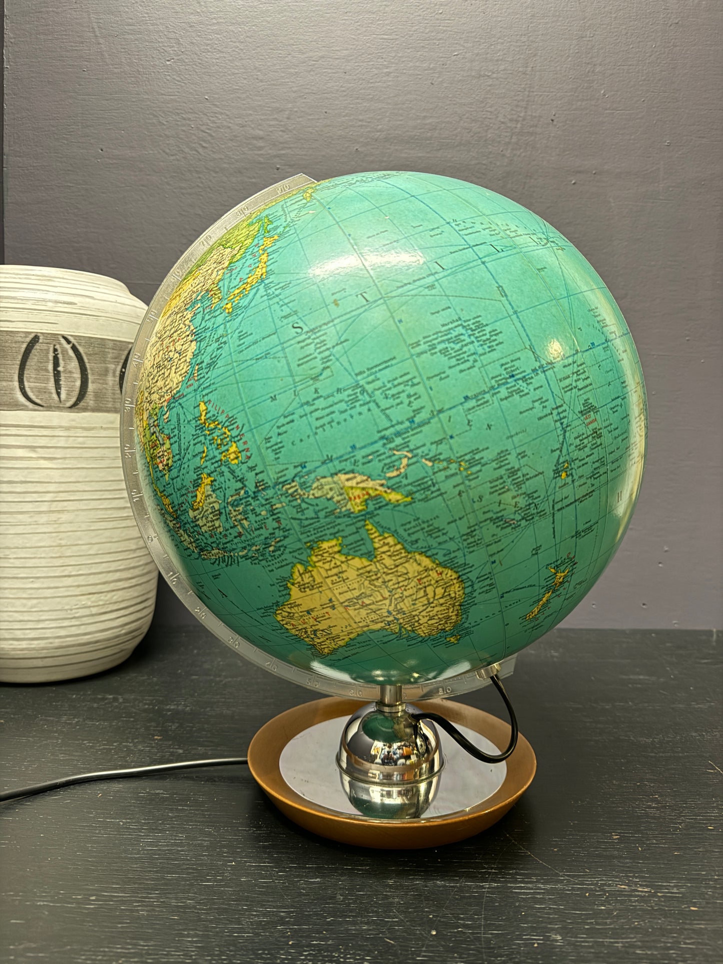 Vintage 1970s German Glass Globe Lamp By JRO Globus Munchen