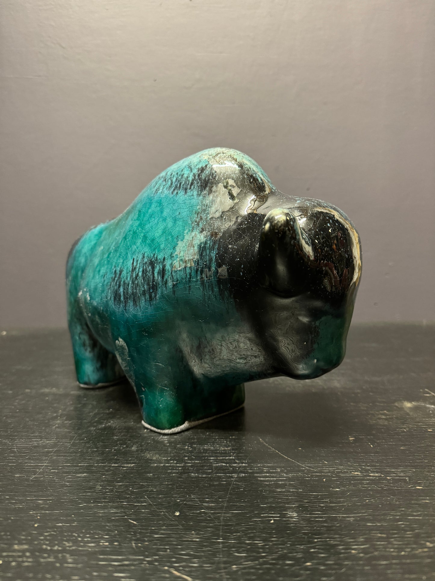 Otto Keramik Large Ceramic Bison West German Pottery Fat Lava