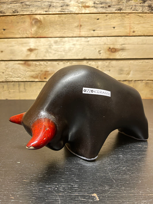 Otto Keramik Medium Ceramic Bull West German Pottery Fat Lava
