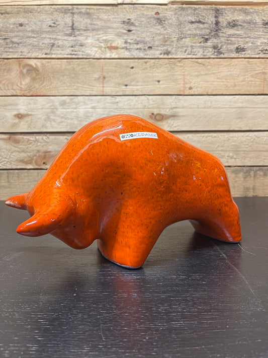 Otto Keramik Large Ceramic Bull West German Pottery Fat Lava