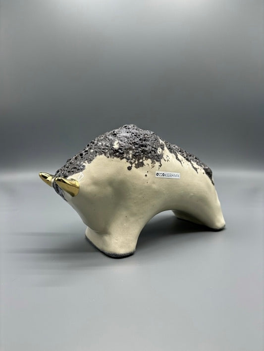 Otto Keramik Gold Edition Ceramic Bull West German Pottery Fat Lava