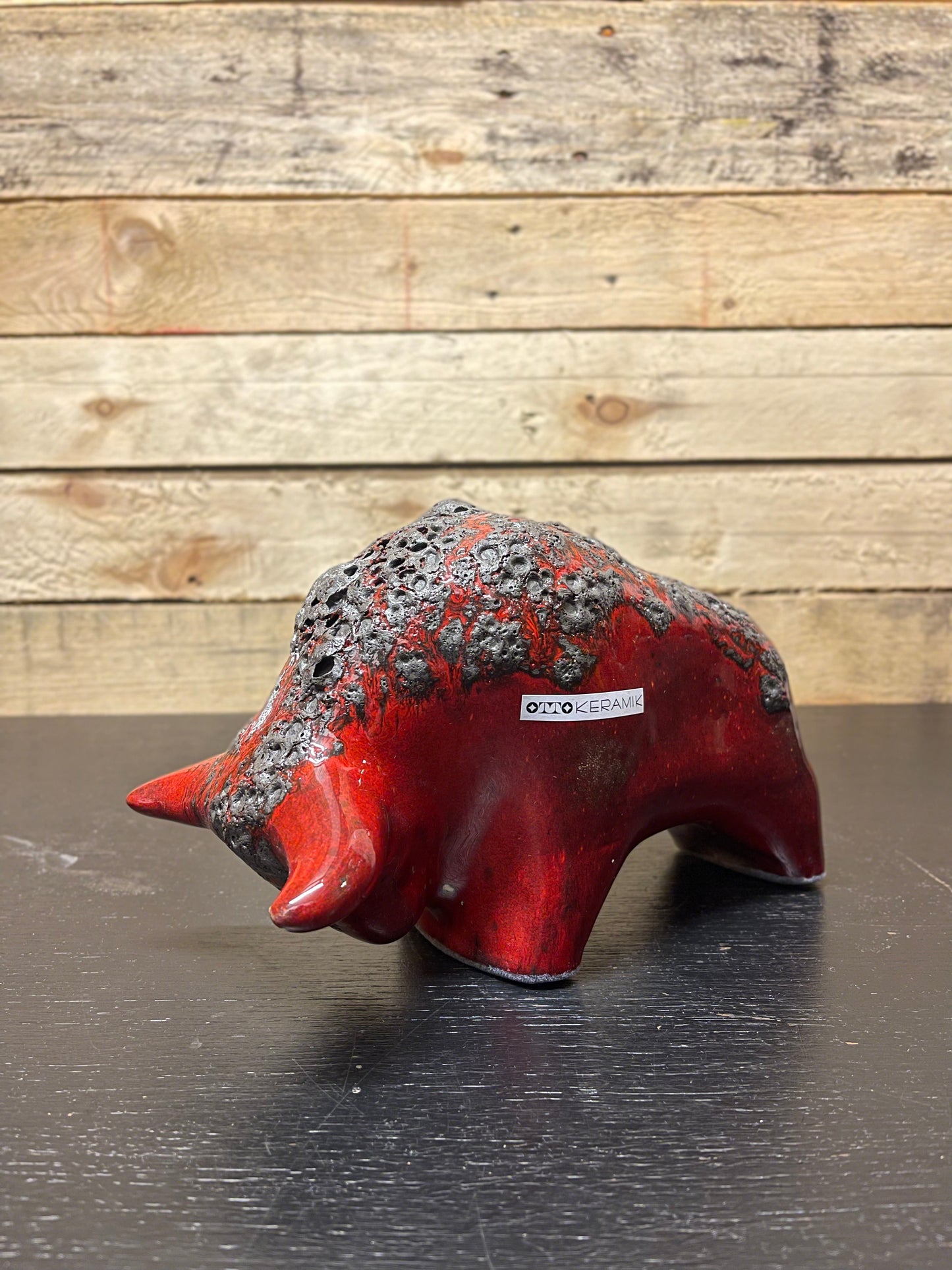 Otto Keramik Medium Ceramic Bull West German Pottery Fat Lava