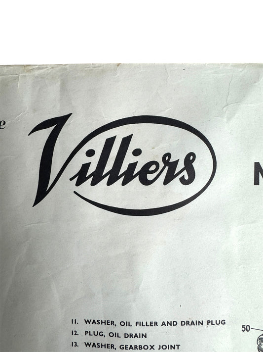 Vintage Villiers Engines Educational Poster Circa 1950s