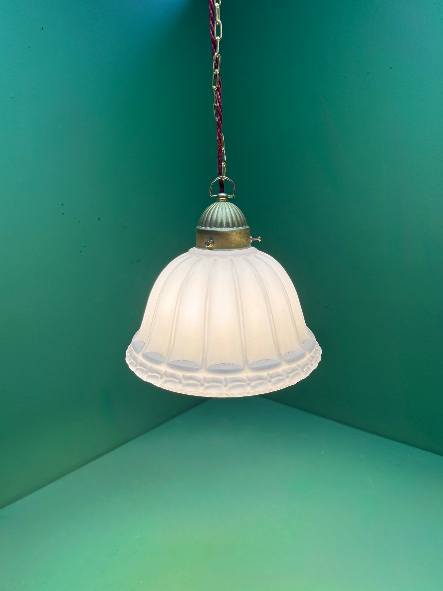 1920s Opal Glass Pendant Light