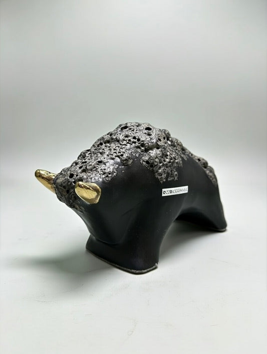 Otto Keramik Gold Edition Ceramic Bull West German Pottery Fat Lava