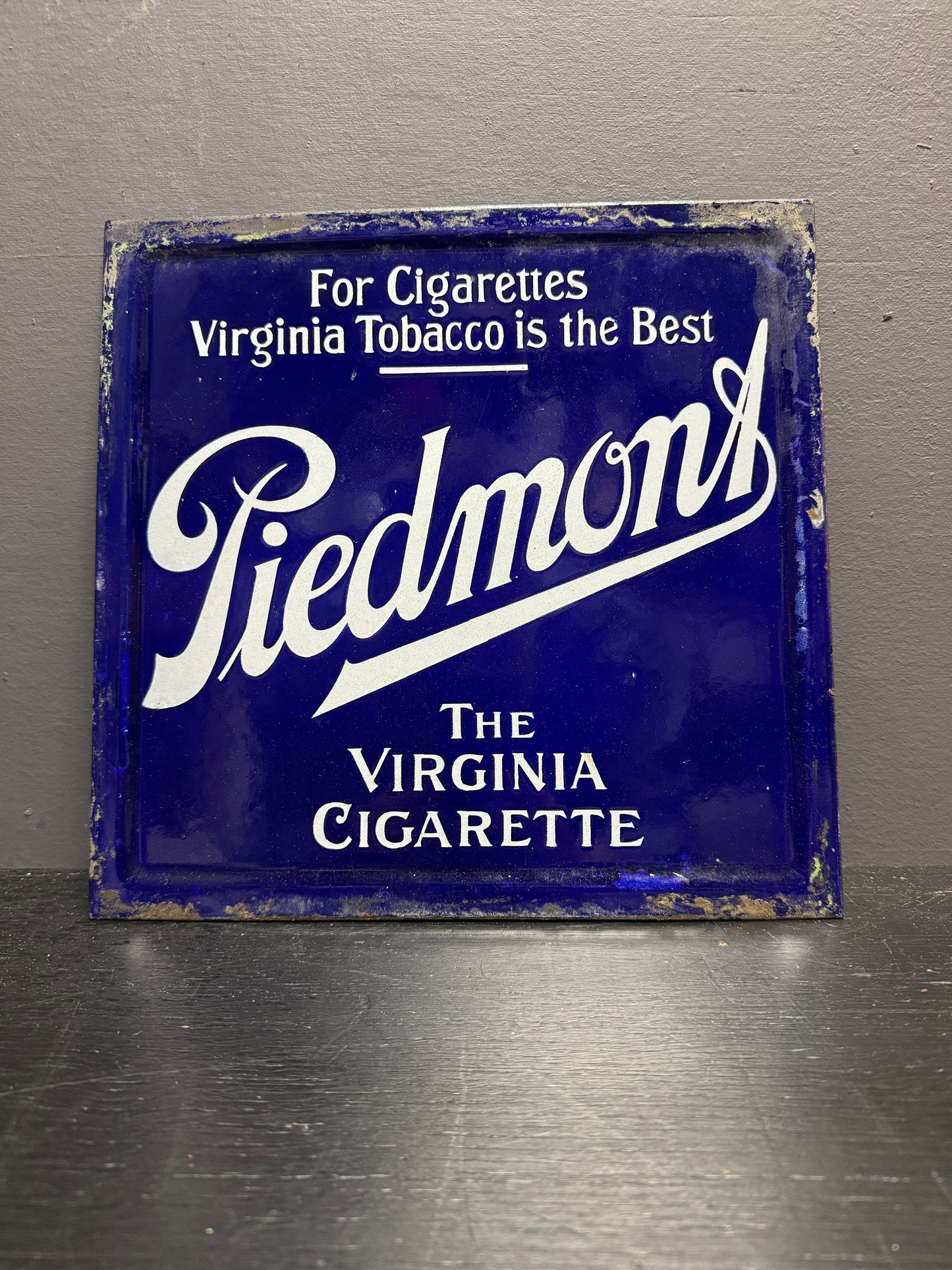 Early 1900s Double Sided Enamel Piedmont Cigarette Advertising