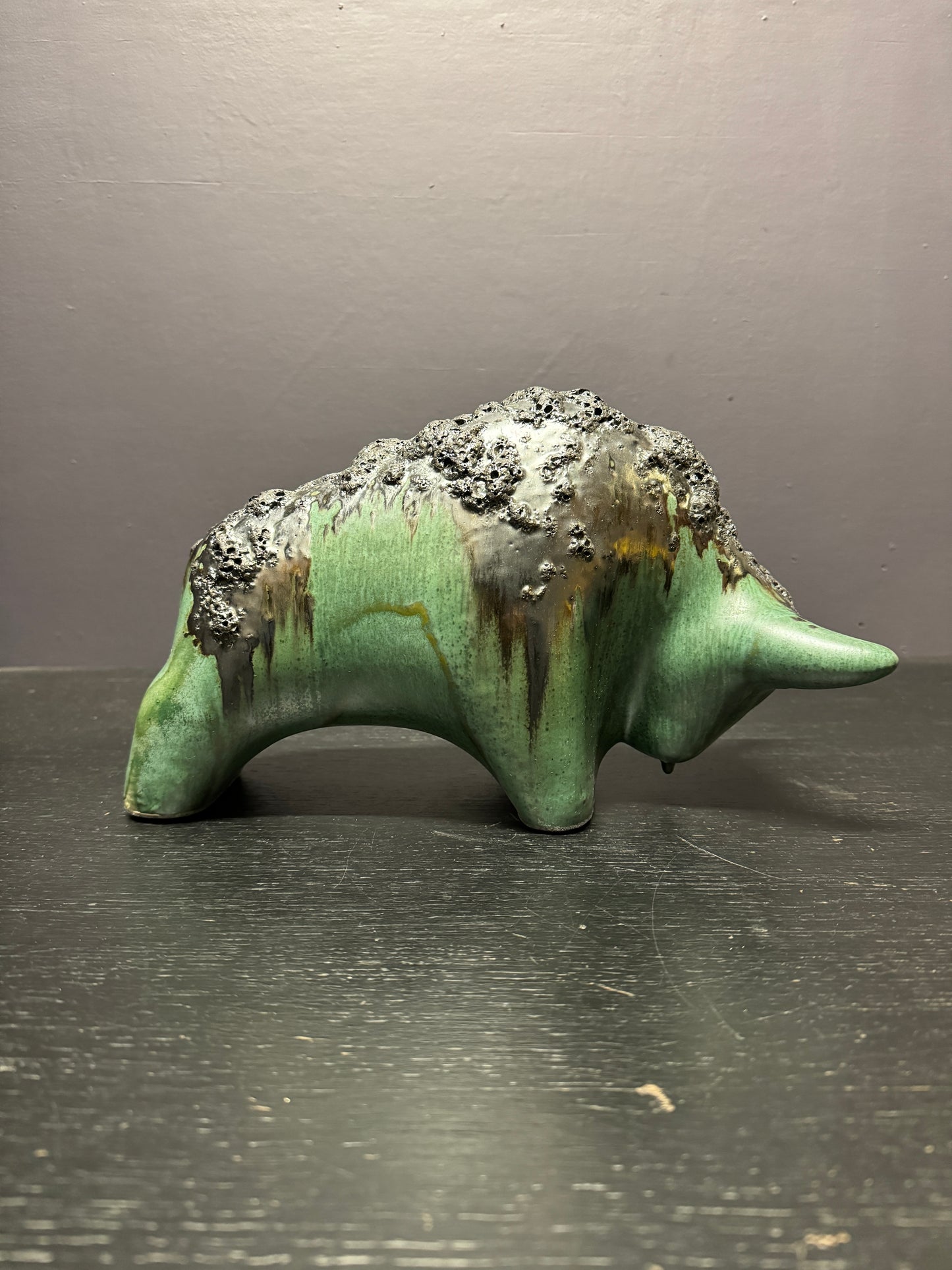 Otto Keramik Large Ceramic Bull West German Pottery Fat Lava
