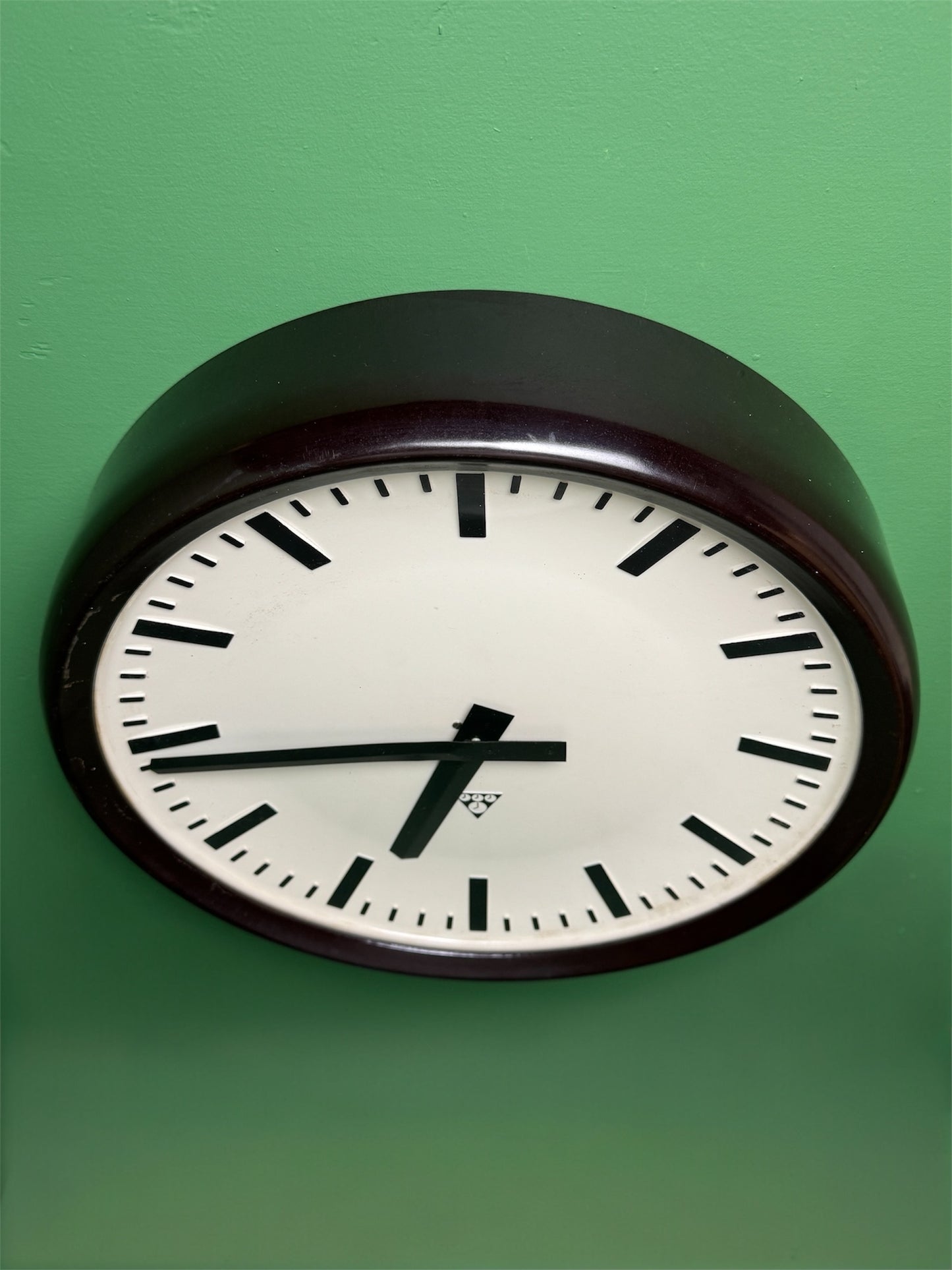 Large Czech 1940s Bakelite Office / Factory Clocks By Pragotron